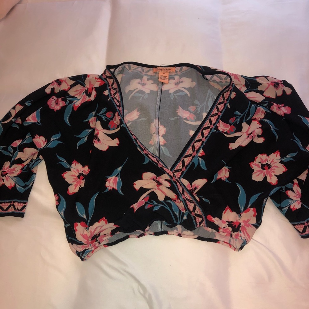Floral crop top- wrap around style
